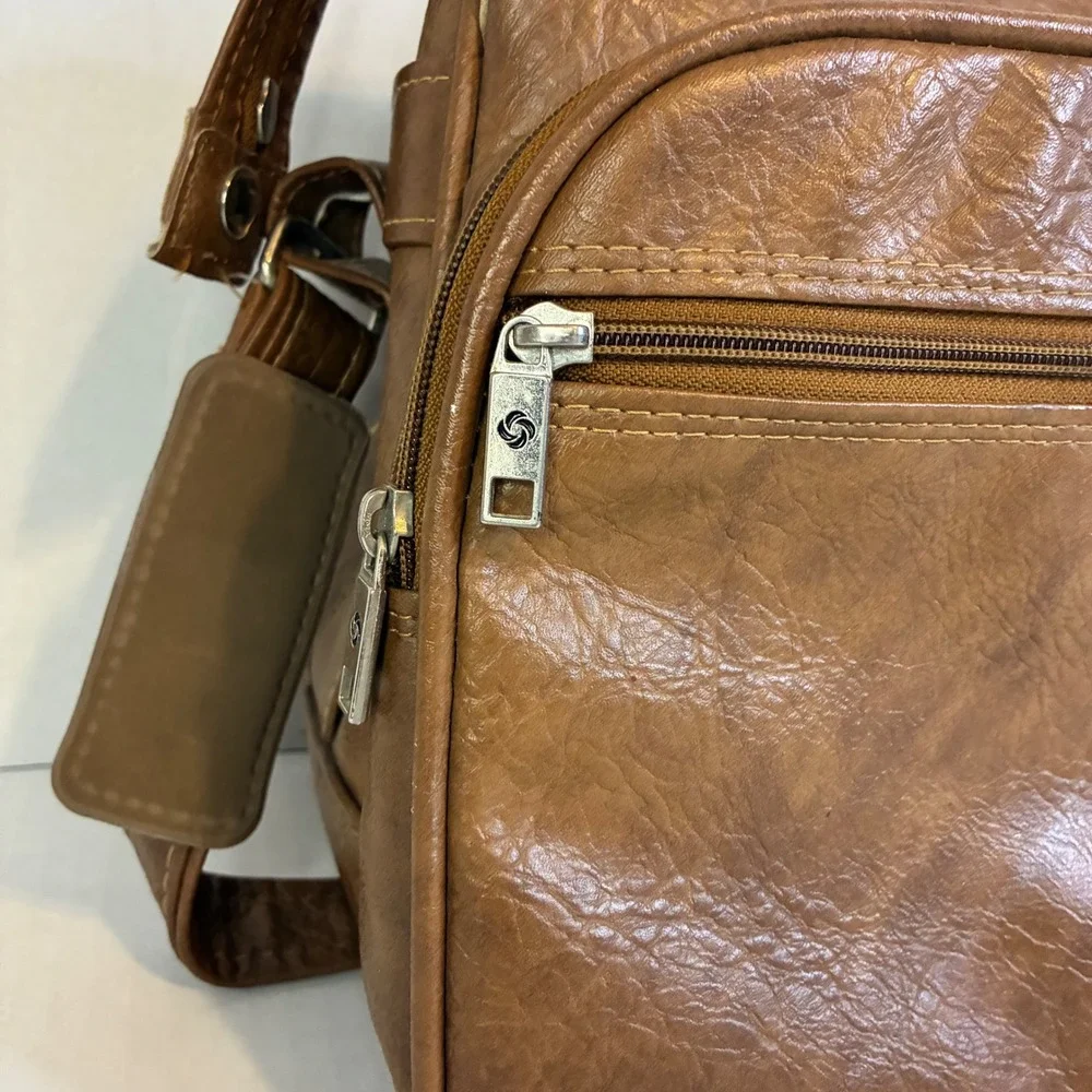 Samsonite Silhouette II Vintage Brown Faux Leather Messenger Bag Carry On Mens - Picture 9 of 16